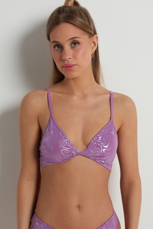 Tezenis Fluid Violet Triangle Bra Top Violet Fluid Print 266v | 3074-MHDIX