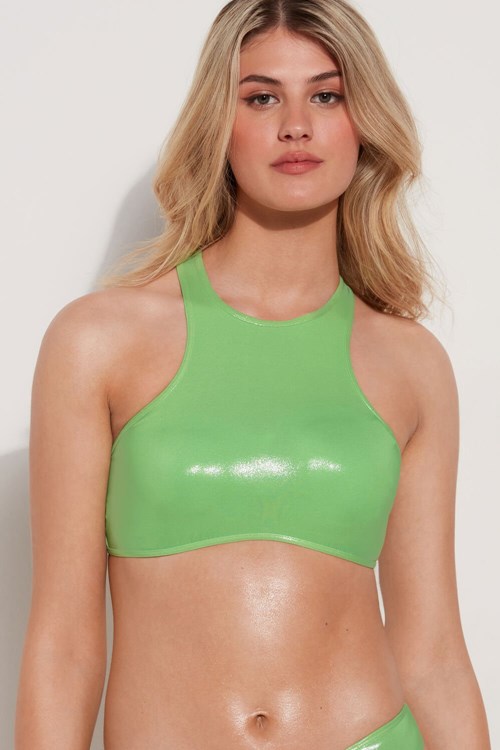 Tezenis Glossy Colors Removable Padding Bra Bikini Top Zielone Zielone | 2906-RNUYJ