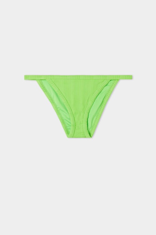 Tezenis Green Żebrowany Recycled Tie-String Bikini Bottoms Zielone Zielone | 8104-SJNGC