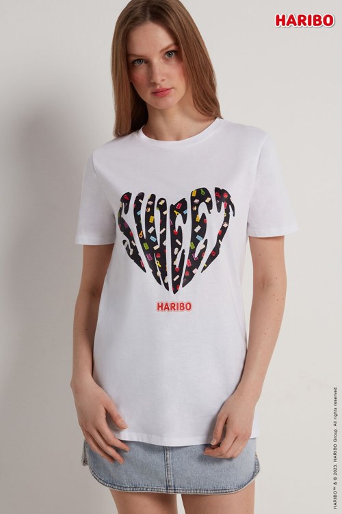 Tezenis Haribo Text T-Shirt Białe | 3059-MTVQX