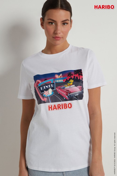 Tezenis Haribo Text T-Shirt Białe | 5498-LDVAO