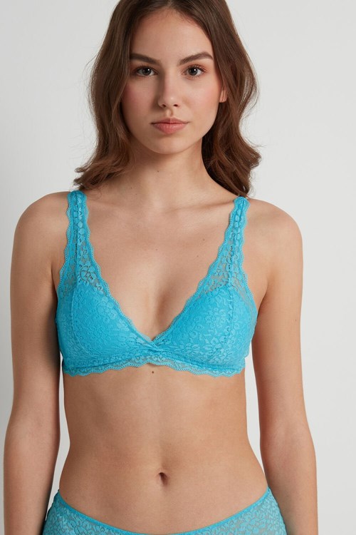 Tezenis Havana Recycled Koronkowe Triangle Bra Głęboka Niebieskie Niebieskie | 1528-WGXMA