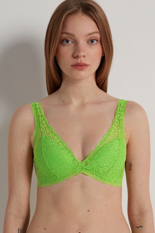 Tezenis Havana Recycled Koronkowe Triangle Bra Zielone Zielone | 7541-MUCSK