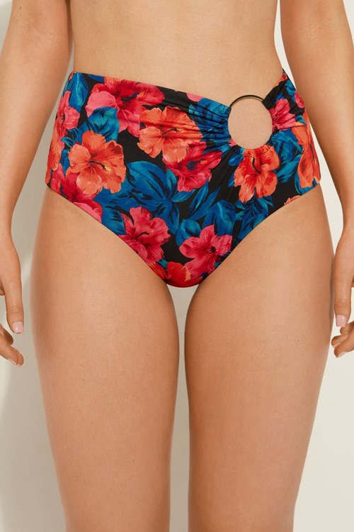 Tezenis Hawaiian Sunset High Rise Bikini Bottoms Niebieskie Kwiaty | 6470-ANFTS