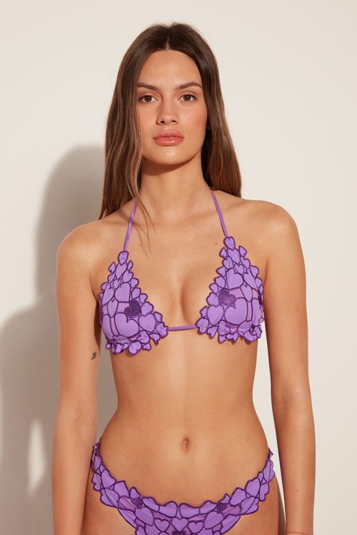 Tezenis Heart Macramè Triangle Bikini Top Violet Bright Violet 632v | 4830-UNSWG