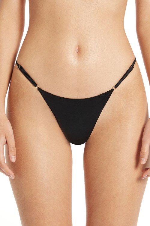 Tezenis High-Cut Stringi with Adjustable Sides Czarne Czarne | 5934-MAKTN