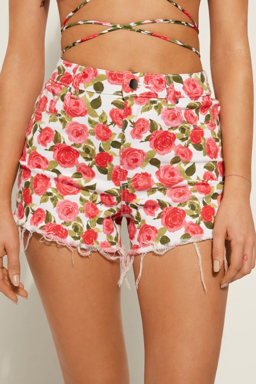 Tezenis High Rise Frayed Denim Shorts Różowe | 9763-ABFDL