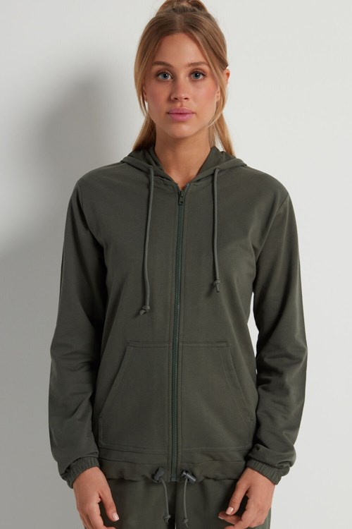 Tezenis Hoodie Sweatshirt with Zamkiem and Drawstring Zielone Zielone | 5364-BIWVA