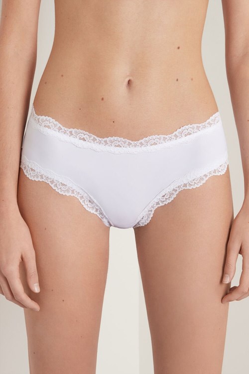 Tezenis Koronkowe and Microfiber Cheeky Hipster Białe Białe | 3640-EMRPY