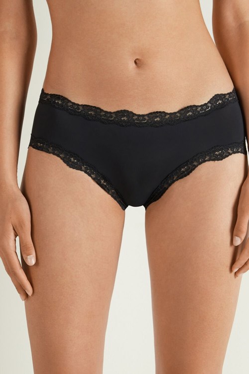 Tezenis Koronkowe and Microfiber Cheeky Hipster Czarne Czarne | 5730-STEJP