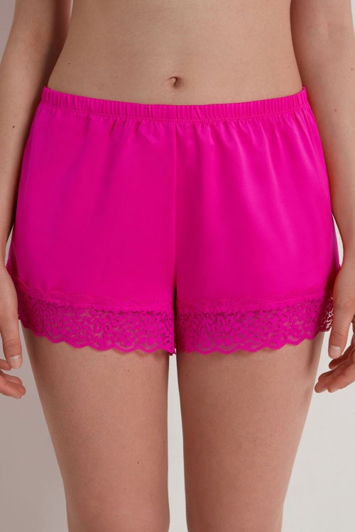 Tezenis Koronkowe and Satin Shorts Różowe Fuksja | 2940-WZKPC