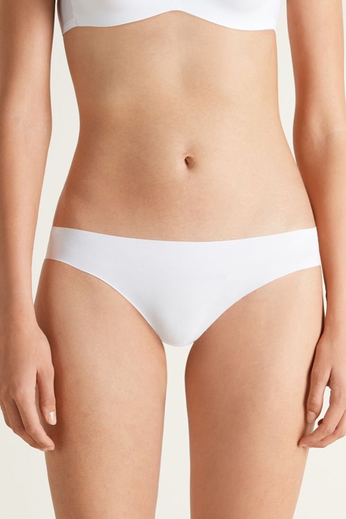 Tezenis Laser-Cut Microfiber Briefs Białe Białe | 6437-EZXPH