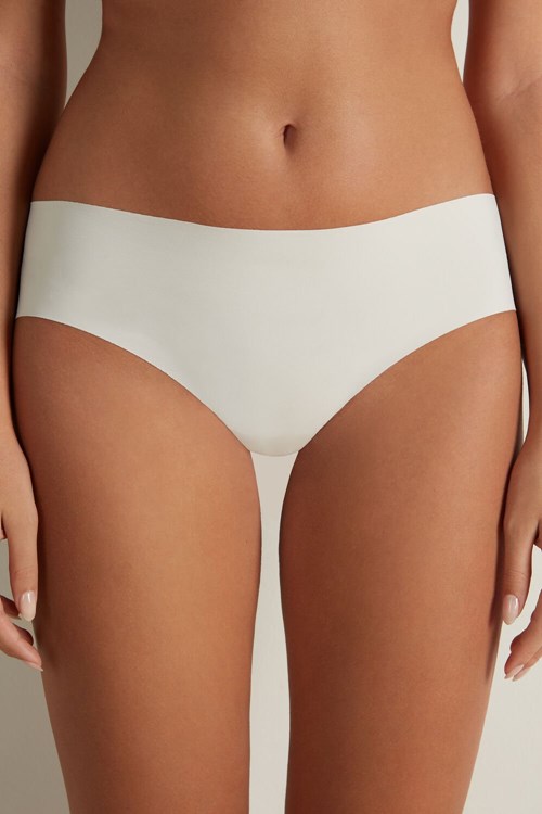 Tezenis Laser-Cut Microfiber Recycled Koronkowe Brazilian Panties Kremowe | 0376-FBNWI