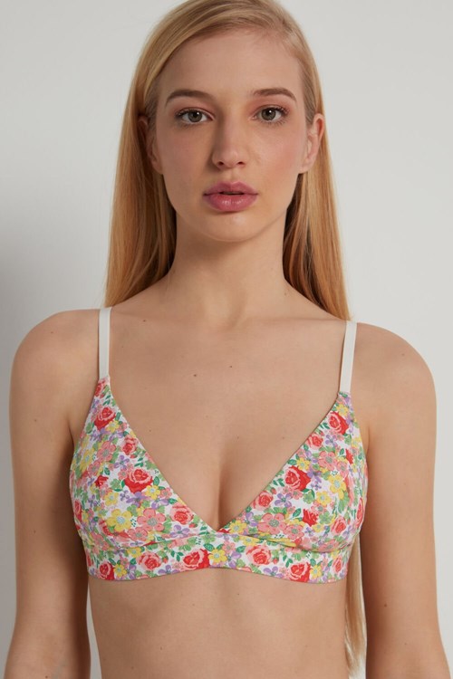 Tezenis Lisbon Printed Microfiber Triangle Bra Floral Wildflower Print 294v | 3798-VXQFO