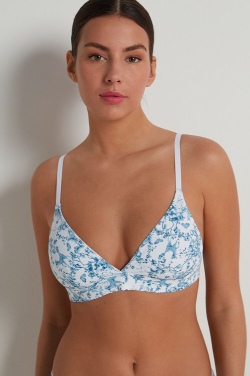 Tezenis Lisbon Printed Microfiber Triangle Bra Głęboka Niebieskie | 9132-VURYQ