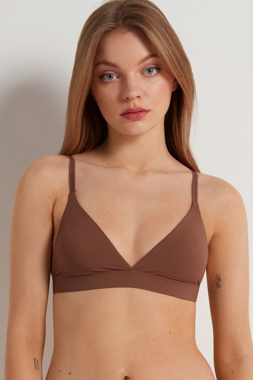 Tezenis Lisbon Recycled Microfiber Triangle Bra Brązowe Brązowe | 0652-OPZVN