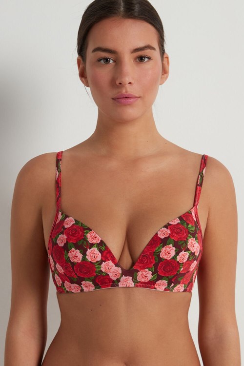 Tezenis London Bra in Printed Bawełniane Czerwone Różowe | 4613-PKJYI