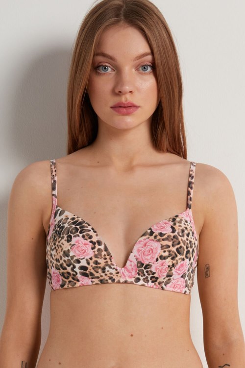 Tezenis London Bra in Printed Bawełniane Różowe | 9801-JKHWD