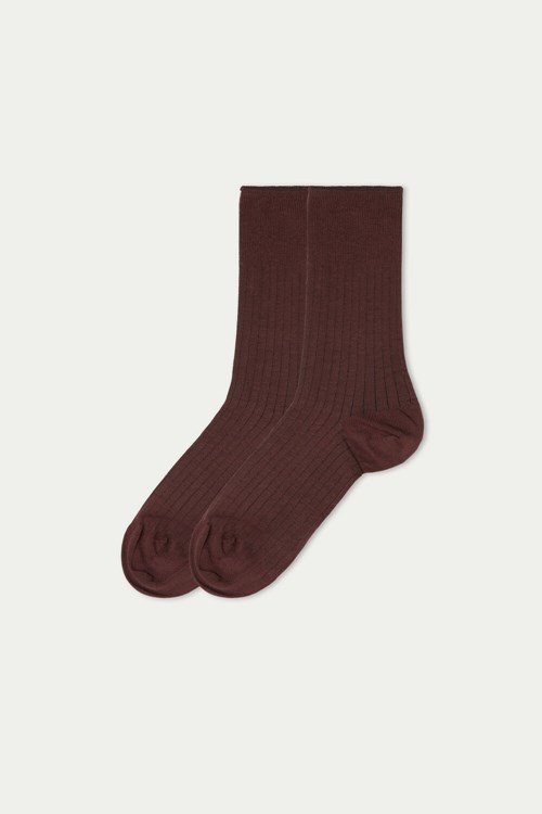 Tezenis Long Patterned Lekkie Bawełniane Socks Brązowe Brązowe | 9267-OMNBV