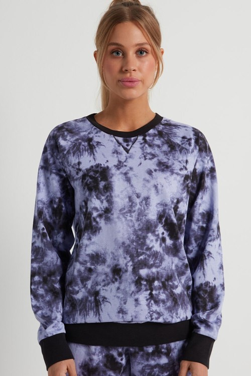 Tezenis Long-Sleeve Printed Bawełniane Sweatshirt Violet Faded Violet Print 336v | 3915-XLKTS