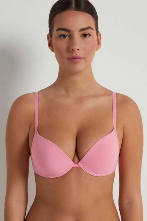 Tezenis Los Angeles Super Push-up Bra in Microfiber Różowe Różowe | 5406-EFHAZ