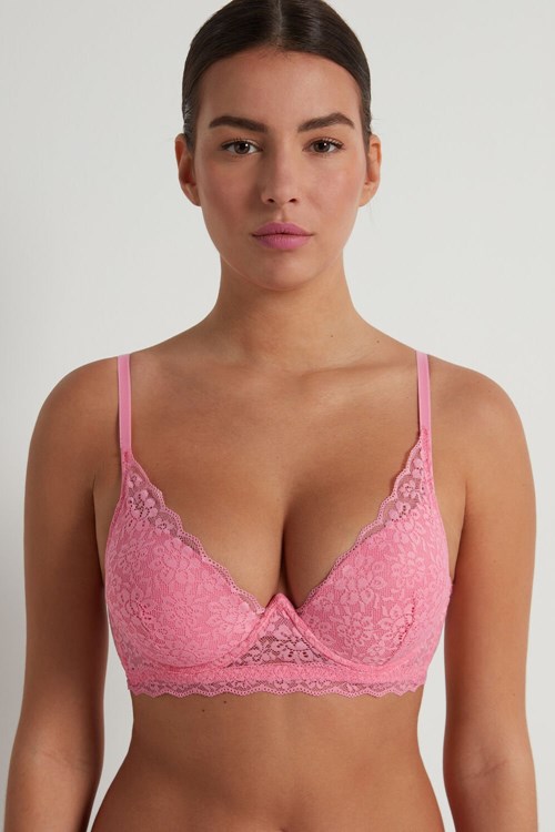 Tezenis Malibu Recycled Koronkowe Super Push-Up Bra Różowe Różowe | 0423-ZLGAY