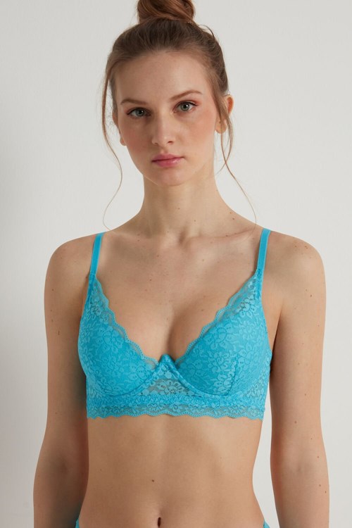 Tezenis Malibu Recycled Koronkowe Super Push-Up Bra Głęboka Niebieskie Niebieskie | 4913-IXHPZ