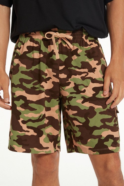 Tezenis Men’s Bawełniane Shorts with Pockets Kolorowe Camo | 1487-JPNYA