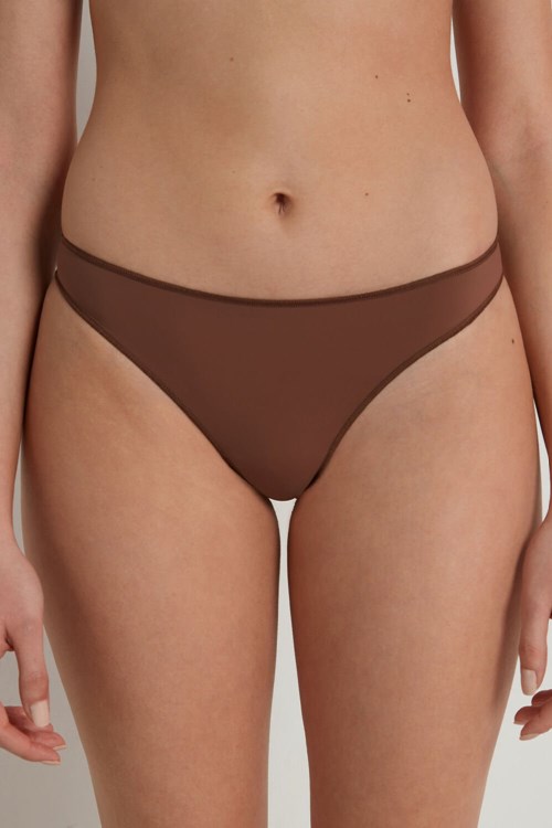 Tezenis Microfiber G String Brązowe Brązowe | 2958-PRQXD