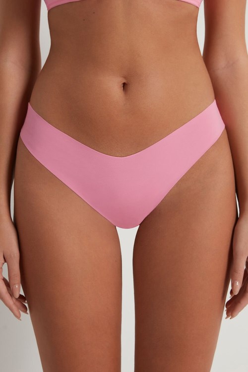 Tezenis Microfiber V-Shaped Laser-Cut Brazilian Panties Różowe Różowe | 3041-LJEZA