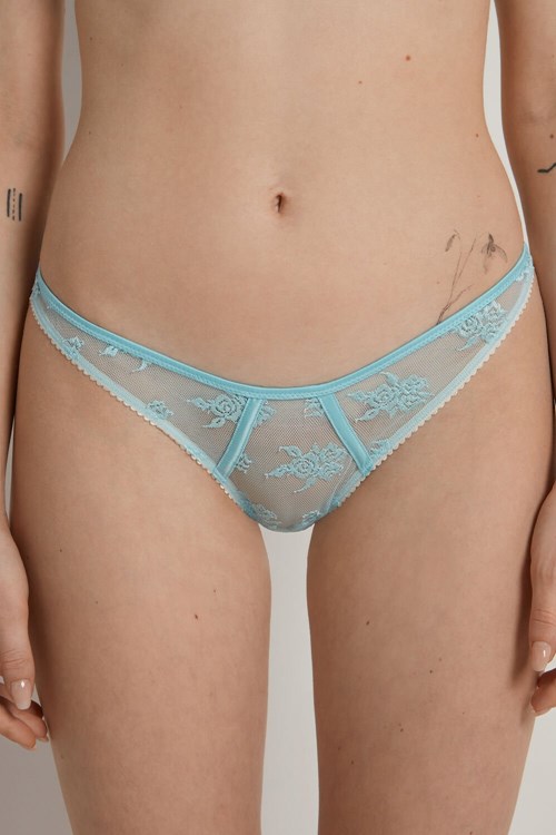 Tezenis Paradise Koronkowe High-Cut Brazilian Panties Głęboka Niebieskie Głęboka Niebieskie | 9781-VOHTR