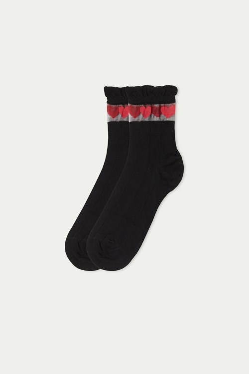 Tezenis Patterned Bawełniane Crew Socks Czarne Czarne | 0375-NKIZH