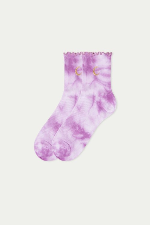 Tezenis Patterned Bawełniane Crew Socks Fioletowe | 2490-KOJIF