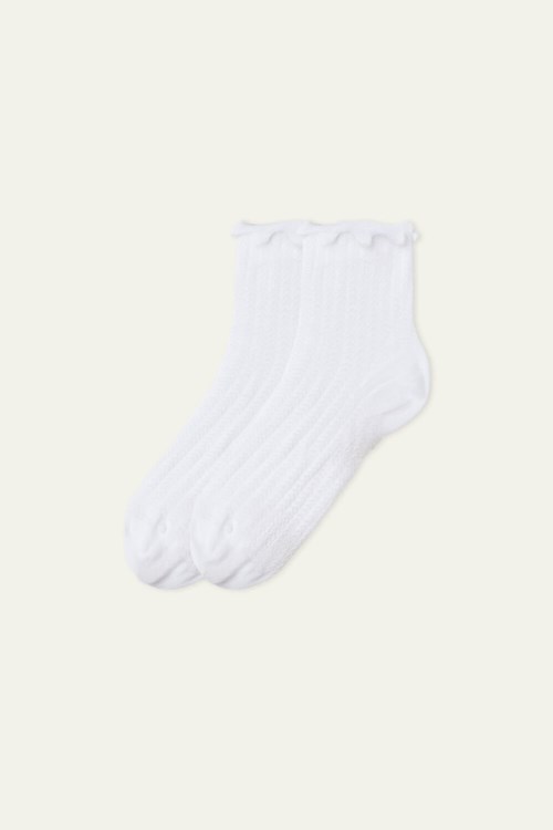 Tezenis Patterned Bawełniane Crew Socks Białe | 4039-TIDYZ