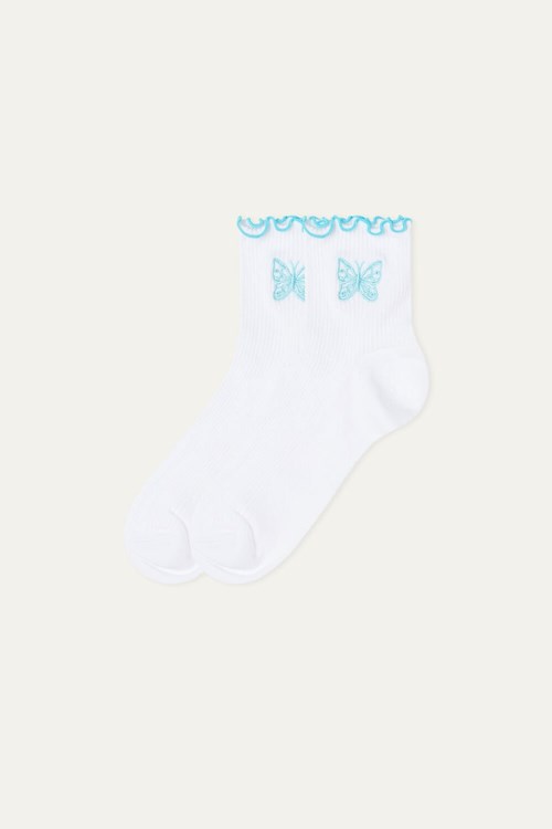 Tezenis Patterned Bawełniane Crew Socks Głęboka Niebieskie Białe | 8327-SVLZO