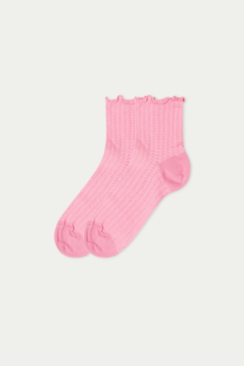 Tezenis Patterned Bawełniane Crew Socks Różowe Różowe | 9037-MWYZK