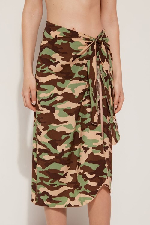 Tezenis Plain Weave Midi Pareo Skirt Kolorowe Camo | 5827-VEGIT