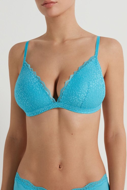 Tezenis Positano Koronkowe Watowany Triangle Bra Głęboka Niebieskie Niebieskie | 0945-DRWZE