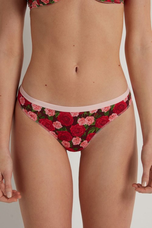 Tezenis Printed Bawełniane Brazilian Brief Czerwone Różowe | 0396-BKFAI