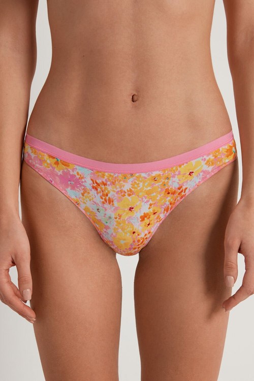 Tezenis Printed Bawełniane Brazilian Brief Floral Spring Flowers Print 302v | 1034-ENHFS