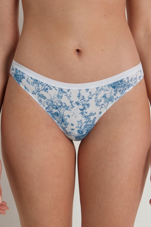 Tezenis Printed Bawełniane Brazilian Brief Głęboka Niebieskie | 7891-VOGNI