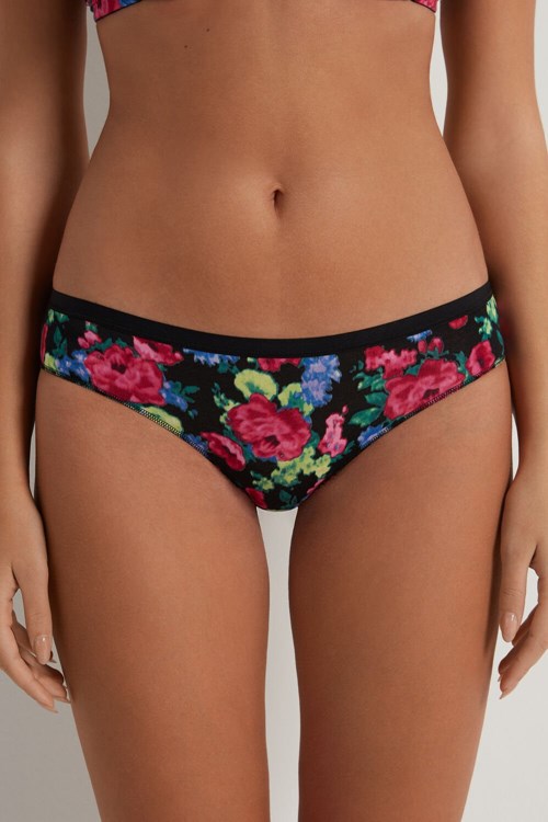 Tezenis Printed Bawełniane Panties Czarne | 5720-QMSIC