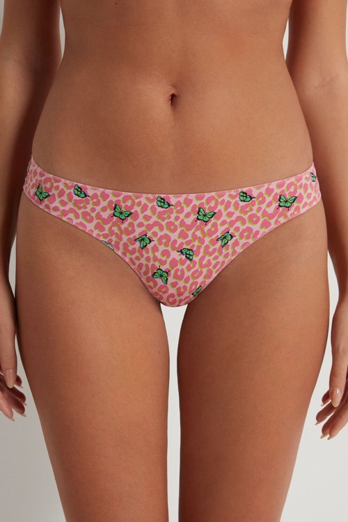 Tezenis Printed Microfiber Brazilian Panties Animal Spotted Butterfly Print 297v | 2045-DULJV