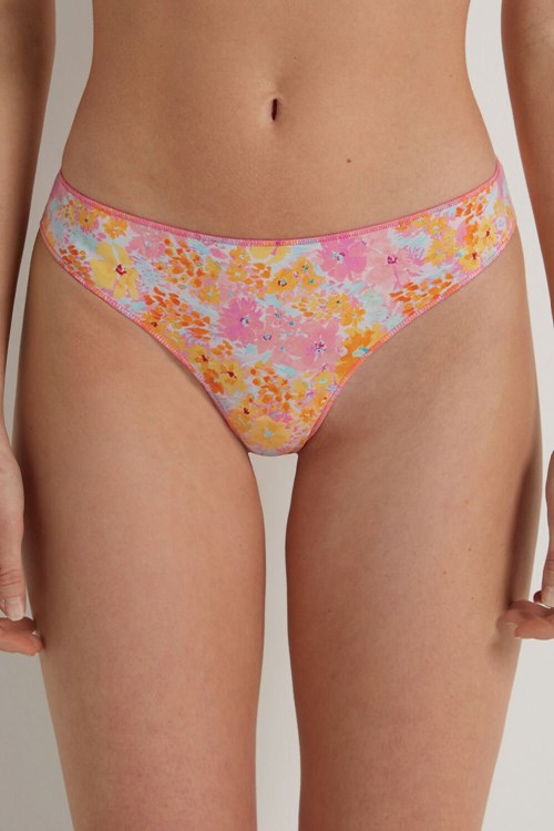 Tezenis Printed Microfiber Brazilian Panties Floral Spring Flowers Print 302v | 9430-UFIZY