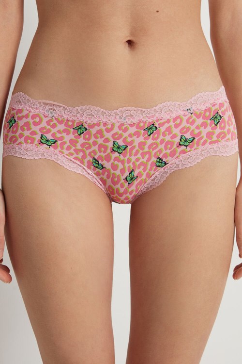 Tezenis Printed Microfiber and Koronkowe Hipster Brazilian Animal Spotted Butterfly Print 297v | 5132-KOECJ