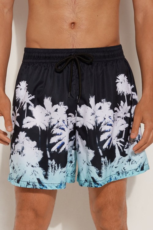 Tezenis Printed Swim Trunks Czarne Czarne | 5642-ZSUCX