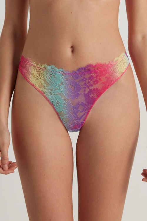 Tezenis Rainbow Koronkowe High-Cut Brazilian Panties Kolorowe | 3906-APUSM