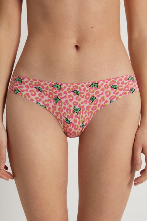 Tezenis Raw Edge Brazilian Brief in Printed Microfiber Animal Spotted Butterfly Print 297v | 0218-ERJQG