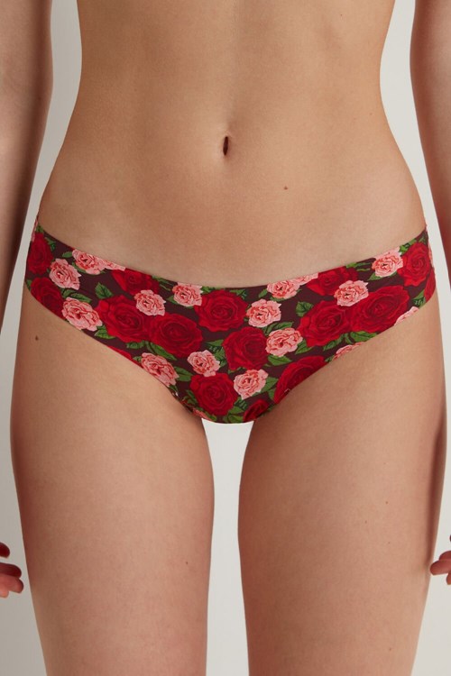 Tezenis Raw Edge Brazilian Brief in Printed Microfiber Czerwone Różowe | 5769-MJLPZ