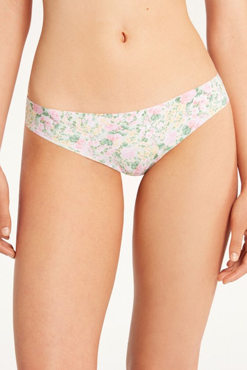 Tezenis Raw Edge Brazilian Brief in Printed Microfiber Floral Pastel Country Print 636v | 7265-UNFYC